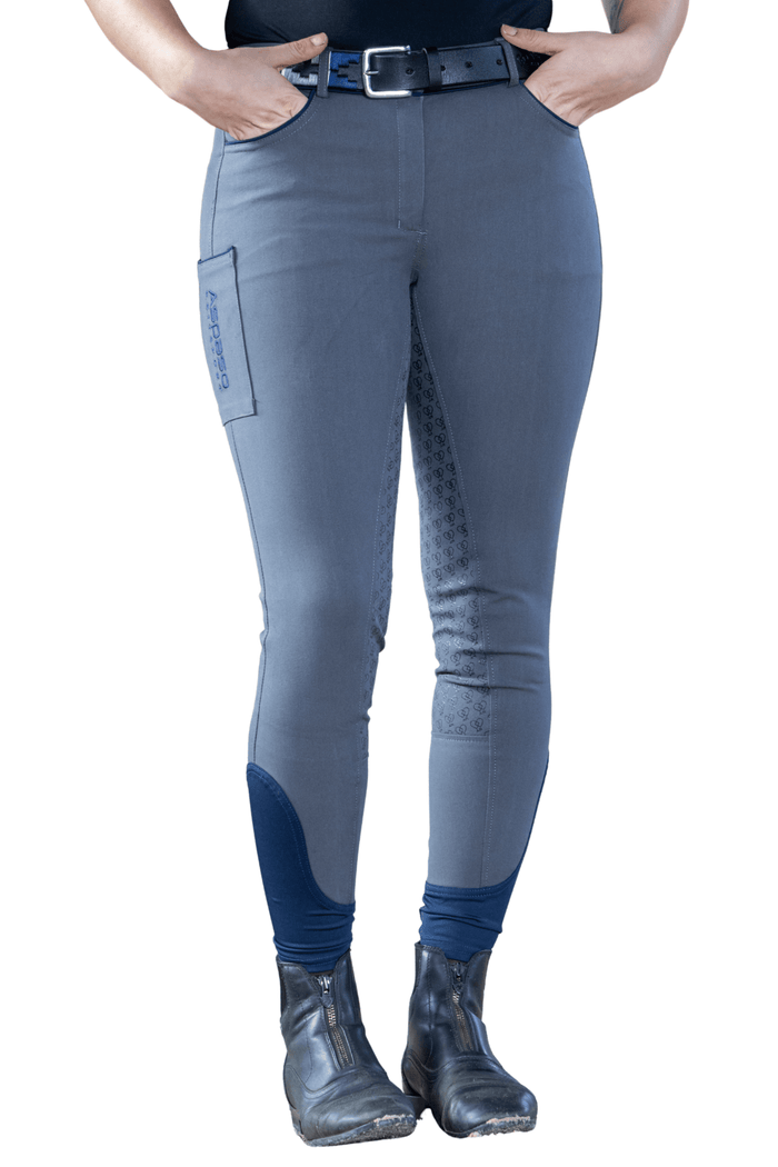 Reithose „Aspaso Casual“ grau/ blau - Cheval Cheval Reitsport