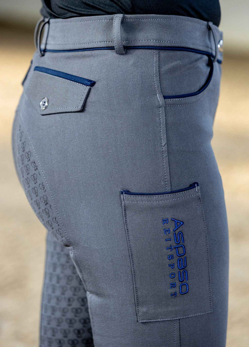 Reithose „Aspaso Casual“ grau/ blau - Cheval Cheval Reitsport