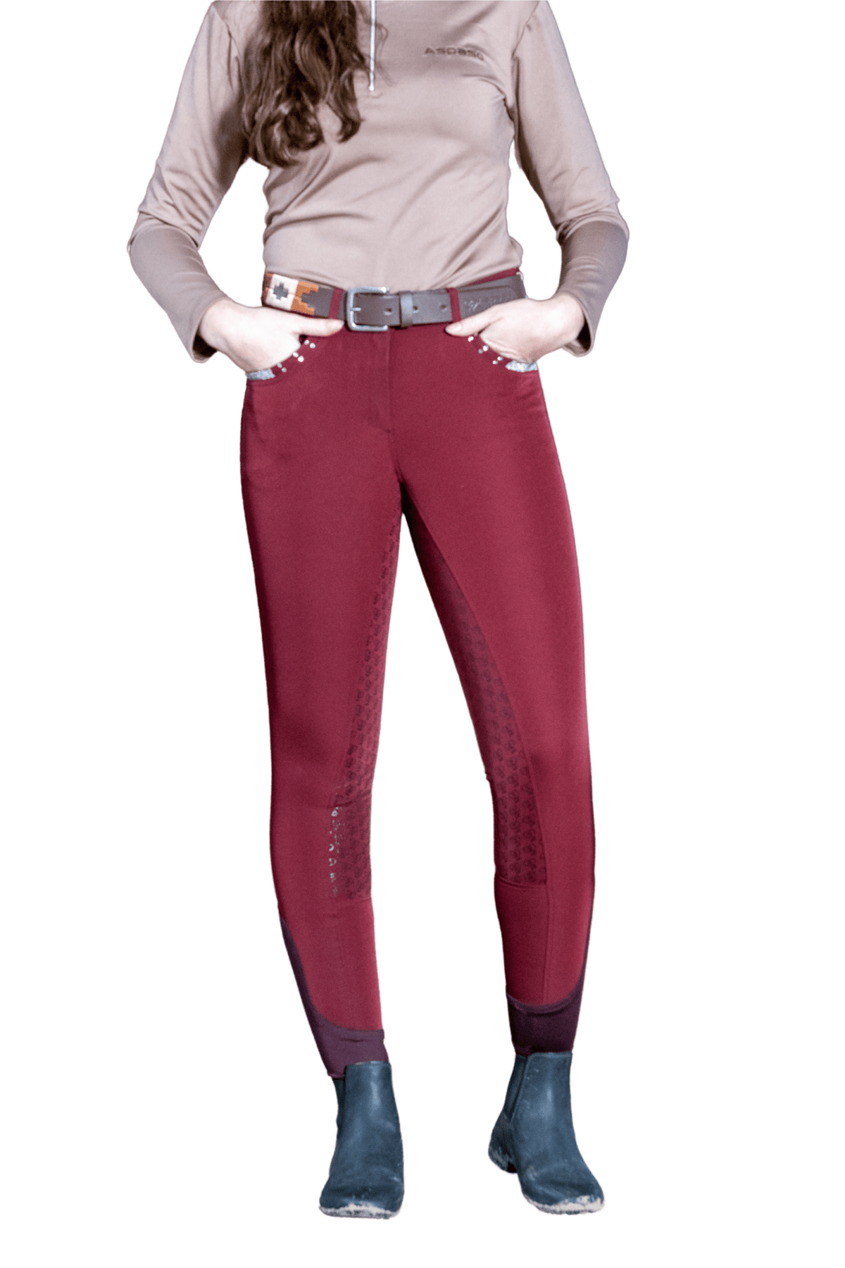 Reithose "Aspaso Glitter" bordeaux - Cheval Cheval Reitsport